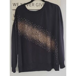 Remi James GLITTER Gold EMBELLISHED SWEATSHIRT Color Black Size Plus 1X (2)